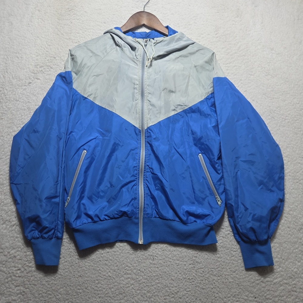 Vintage 80's Nike Windbreaker Jacket Size Medium Zip Up With Hood Color Block